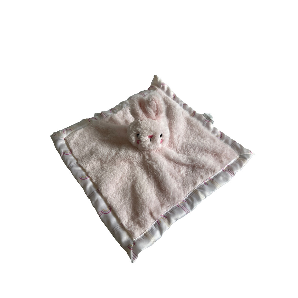 Parents Choice Walmart Pink Bunny Rabbit Lovey Baby Blanket Satin Rainbow